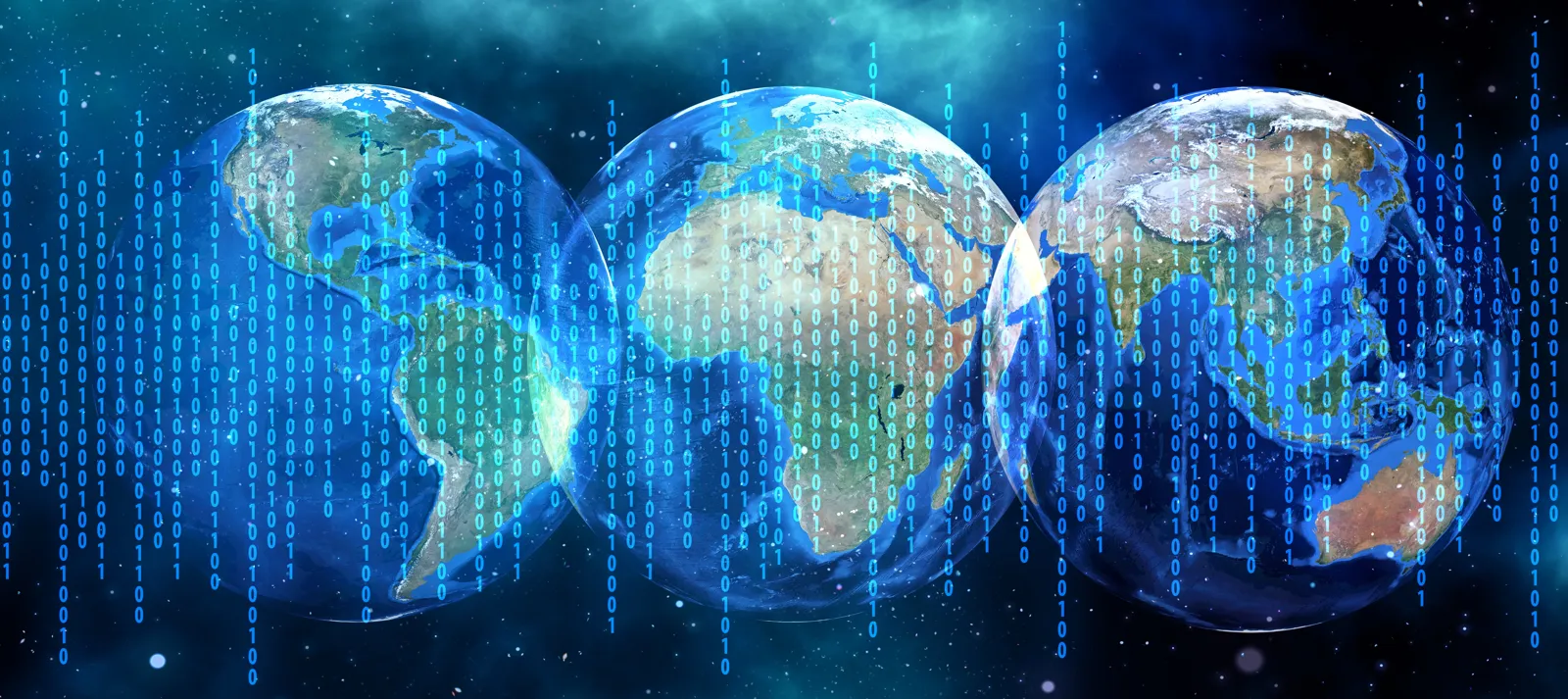 Globes showing markets around the world